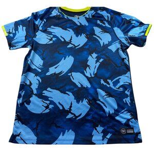 Athletic Works Boys Size XL 14-16 Blue Camo Short-Sleeve Moisture-Wicking Shirt
